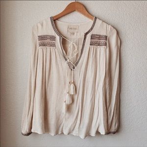 BOHO- LONG- SLEEVED- Cotton Tunic Top- Size XS